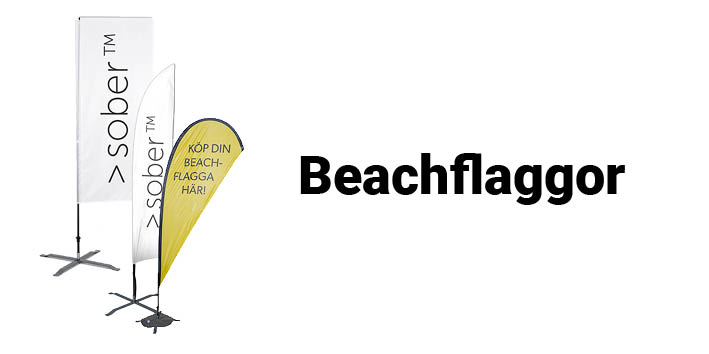 Beachflaggor med tryck